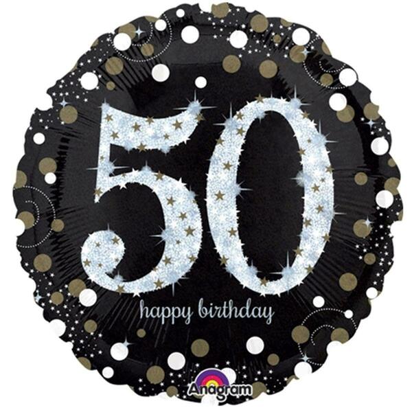 Loftus International 18 in. Sparkling Birthday 50 Holographic Balloon, 5PK A3-2131
